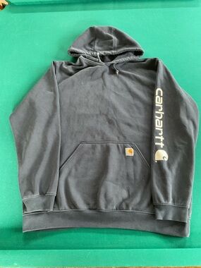 Carhartt Men’s Black Crewneck Hoodie with Sleeve Script